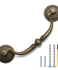 Vintage Rustic Zinc Alloy Drawer Pull Handles 6 Pack With 110mm Hole Centers And 140mm Total Length Drop Down Bail Swing Antique Shabby Chic Hardware