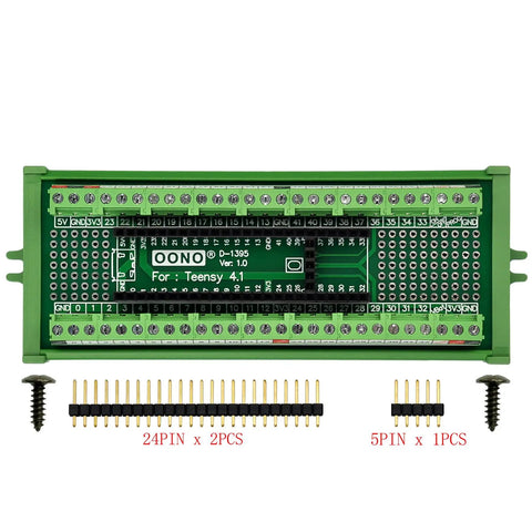 Terminal Block Breakout Board Module For Teensy 4.1 with screw mount, 112 DIY solder pads, 2.54mm pitch, 0.8mm holes shown