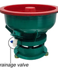 Heavy Duty Vibration Grinder And Electric Polisher Machine Built Like A Tank For Serious Deburring And Precision Chamfering Work Comes Loaded With An Eighty Liter Polyurethane Barrel featuring a drainage valve.