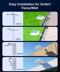 Four Pack White Solar Powered Gutter Lights Outdoor Decorative Waterproof 12 LEDs installation diagram