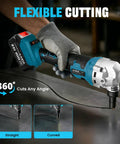 Heavy Duty Cordless Metal Nibbler With 30k Rpm Power For Cutting Steel Sheet Up To 18 Gauge And Aluminum, cutting steel with ergonomic handle.