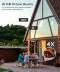 Image showing the 2K FHD picture quality of a 4MP Solar Wireless Security Camera System Kit With 4 Cameras, highlighting zoom clarity.