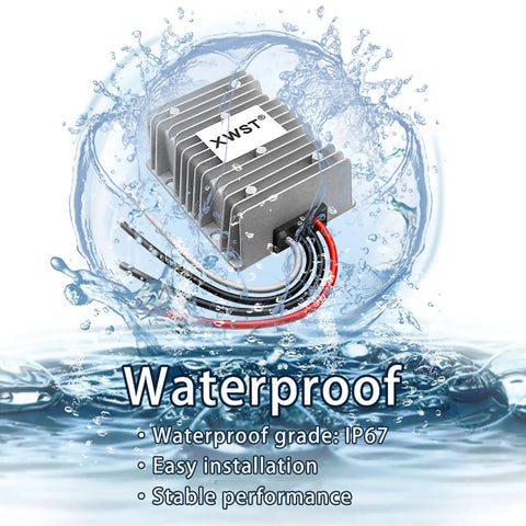 Beefy 12V To 48V DC Boost Converter Module 8A 384W Waterproof Power Supply showing IP67 waterproof feature