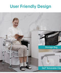 Toilet Safety Rail With Standalone Frame Adjustable Grab Bar Handles Detachable Backrest Non Slip Vacuum Suction Cups Elderly Disabled Bathroom Safety Aid