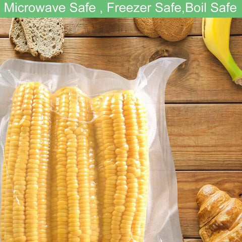 Two Pack 11x50 Inch Vacuum Sealer Bags Rolls, 100 Feet Total, BPA Free, microwave and freezer safe with sealed corn
