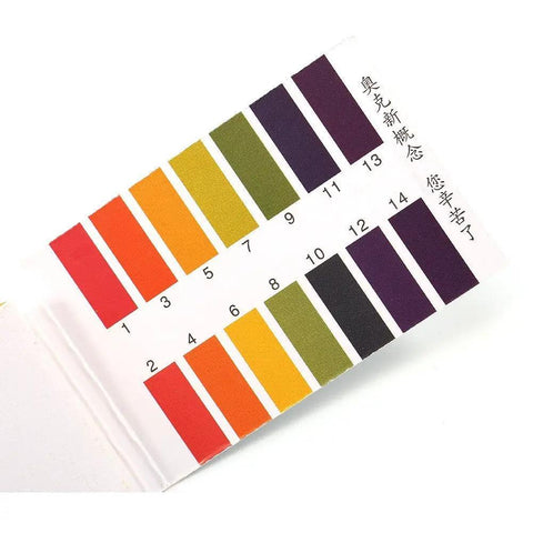 PH Test Strips 0-14, 80 Count Litmus Paper For Saliva Urine Water Soil Testing, shown with color chart for easy quick read at home.