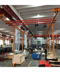 Heavy Duty Freestanding Suspension Bridge Overhead Crane System For Garage 1 Ton 500Kg, yellow and red crane in workshop.