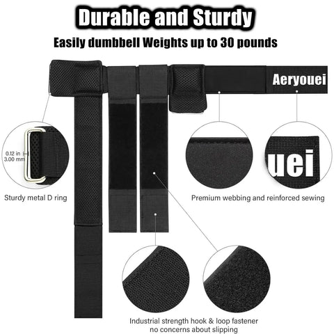 Tibialis Trainer Foot Strap For Dumbbell Workouts features sturdy metal D-ring and premium webbing
