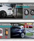 21 Foot High Power EV Extension Cord 50A 12KW with NACS Plug for Model 3 Y S X Cybertruck Works with Tesla Mobile Connector and Wall Charger Not a Charger demonstrating compatibility with Tesla models, not with Supercharger.