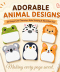 Dope 24 Pack Cartoon Animal Sticky Notes Set With 1152 Sheets featuring frog, zebra, lion, koala, penguin, and fox designs.