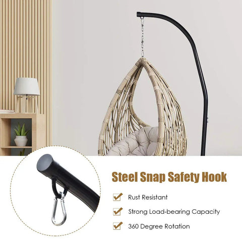 Heavy Duty C Type Hammock Stand Portable and Detachable for Hanging Hammocks Air Chairs Porch Swings Outdoor and Indoor Use Fits Most Chairs With 360 Degree Rotation Easy Assembly Durable Steel Frame with egg chair