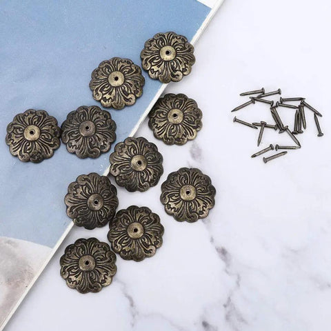 30 Piece Retro Zinc Alloy Upholstery Tacks And Furniture Nails 22mm Round Heads With 10mm Shank For Sofa Chair Bed DIY Makeovers To Snag Quick Fixes And Level Up Your Home Digs Today on a blue background.