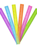 30 Pack Clear Plastic Rulers Bulk Value Set, 12 Inch with Inches and Centimeters shown in assorted vibrant colors