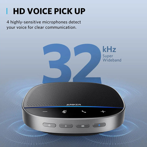 Conference Speakerphone With USB C And Bluetooth, Zoom Rooms And Google Meet Certified, featuring HD voice pickup