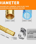 Heavy Duty Three Eighths Inch Hose Barb Fitting Kit Three Pack Brass Straight Connectors With Stainless Steel Clamps