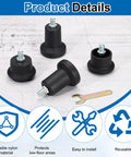 15 Pack Nylon Office Chair Glides Replacement Feet With 1.34 Inch Stem And 50mm Wheels Includes Wrench For Easy Install Smooth Quiet Rolling Sturdy Black Caster Wheels For Home And Office Chairs, featuring durable nylon feet with a wrench.