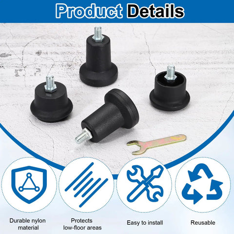 15 Pack Nylon Office Chair Glides Replacement Feet With 1.34 Inch Stem And 50mm Wheels Includes Wrench For Easy Install Smooth Quiet Rolling Sturdy Black Caster Wheels For Home And Office Chairs, featuring durable nylon feet with a wrench.