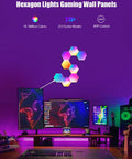 Dope Hexagon LED Lights For Gaming Room Decor 8 Pack With App Control And Remote RGB Modular Panels on wall display