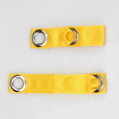 Yellow Tie Cord Leash For Game Fowl And Poultry, Adjustable Nylon Strap For Chickens with metal rings detail