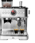 Darn Good Semi Automatic Espresso System With Integrated Conical Burr Grinder And Easy Pull Steam Wand Features Pid Temperature Lock 95 Oz Removable Water Container Slim Desktop Coffee Brewer For Rich Lattes with espresso shots pouring.