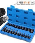 Top Tier Hjkltopu E Type Spline Socket Set With Hollow Hex Bits For Auto Repair, blue case with black CR-V sockets
