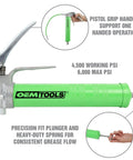 Beefy Pistol Grip Grease Gun Kit With 18 Inch Hose And Coupler displaying features and usage for auto and shop use