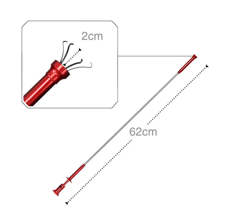 Magnetic Pick Up Claw Grabber Tool With LED Light, 24 Inch Flexible Stainless Steel Coil, Extendable One Inch Prongs, Water Resistant Reach For Tight Spaces And Hard To Reach Small Parts, Ideal For Mechanic And DIY Projects At Home