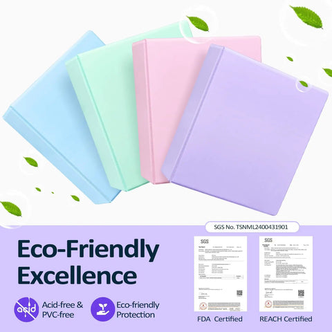 Two Inch D Ring Binder Set Pro Grade Two Pack with 500 Sheet Capacity in Assorted Pastel Colors, eco-friendly certifications visible