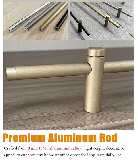 8 mm aluminum rods for Adjustable Shelf Guard Rail Set with bracket spindles deterrent for falling items display