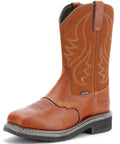 Rugged Steel Toe Cowboy Boots For Men Western Square Toe Work Boot In Full Grain Leather Hazard Protection For Construction Farm And Industrial Jobs Slip Resistant Outsole Size 10.5 Light Brown