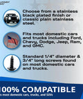 License Plate Screws Front And Rear Mount Hardware Kit Black Plated Rustproof Stainless Steel Self Tapping Bolts details