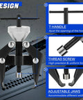 Beefy Battery Terminal And Wiper Arm Puller Kit 6-28 Mm Pro Grade Heavy Duty Bearing Remover Tool with T-handle and adjustable jaws