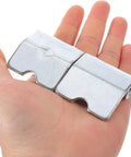 Heavy Duty Left Side Truck Cargo Box Panel Hinges Two Sets displayed in hand, showcasing sturdy, compact design for easy installation.
