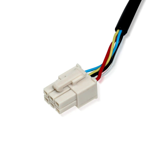 Close-up view of connector wires used in 12V Potentiometer Feedback Mini Linear Electric Actuator, Compact 4 Inch Stroke application