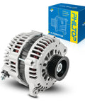 Alternator 13940N 110Amp 12V With S6 Groove Pulley Fits Nissan Altima 2002 2003 2004 2005 2006 3.5L V6 CW Rotation Direct Fit Ready To Install Replacement Part, shown with packaging
