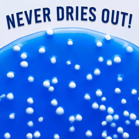 Blue Crackle And Kracken Thinking Putty in a 4 Inch Tin with white foam beads, promoting never dries out feature.
