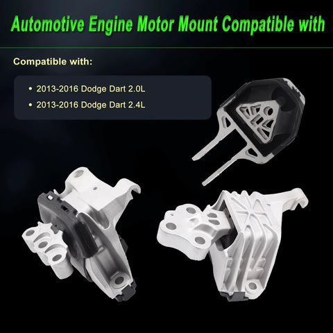 Engine Motor Mount Set For 2013 2014 2015 2016 Dodge Dart 2.0L 2.4L Replacement A5674 A5690 A5822 Includes Right Mount And Rear Torque Mount 3 Piece Kit Premium Ready To Install Direct Fit Durable Replacement Part