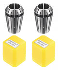 Two 1/2-inch ER20 spring collet chucks and yellow cases, made from 40Cr steel, for CNC engraving lathe and milling machines, precision use.