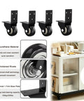 Four Pack 2 Inch Side Mount Casters With Silent Fixed L Bracket Wheels for smooth, quiet operations on furniture.