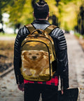 Man wearing Autumn Running Golden Retriever Printed Backpack For Everyday Use Unisex Large Capacity Daypack on path
