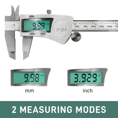 Ultra Accurate IP54 Waterproof Digital Caliper With Large LCD Screen Stainless Steel Vernier Caliper For Inch And Metric Conversion 6 Inch Measuring Tool displaying measurement modes