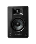 Close-up of Pro Grade Wired Studio Monitors For PC With Three Point Five Inch Drivers Latency Free Audio Crystal Clear Sound