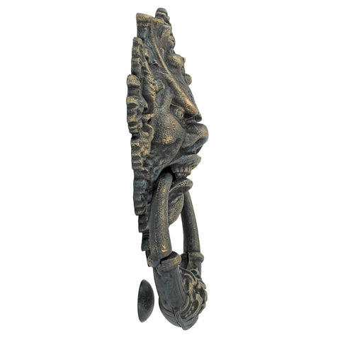 Vecchio Greenman Authentic Iron Door Knocker In Verdigris Hand Finished Cast Iron With Vintage Bronze Look Rustic Home Accent That Pops Durable Door Accessory Also Doubles As Towel Rack Or Curtain Tieback