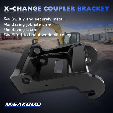 Quick Attach Coupler Bracket For Mini Excavator Attachments, Compatible With Bobcat E Series E26 To E60, Heavy Duty Black Coated Steel
