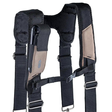 Triple Bag Tool Bag Set With Suspenders, Heavy Duty 1680D Poly, Tan And Black LoadBear Stretch Suspension detail view