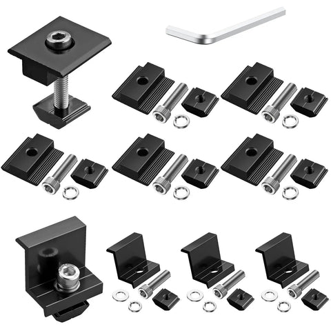 10 Pack Solar Panel Mounting Brackets 1.38 Inch Aluminum Alloy Roof Clamps With 304 Stainless Steel Fasteners assembly components.