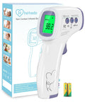 No Touch Infrared Thermometer For Adults And Kids With Fever Alert 2 In 1 Body Surface Mode No Touch Forehead And Surface Readings Instant Accurate Temperature For Baby And Family, white plastic handheld device with box