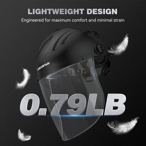 Badass Full Face Shield For Grinding And Cutting With Anti Scratch Polycarbonate Lens Wraparound Visor Certified Ansi Z87 Plus Rated lightweight design and 0.79 lb weight.