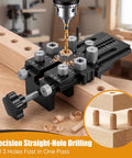 Doweling Jig Kit With Quick Positive Stop And Clamp, Adjustable Doweling Jig For 1/4, 3/8, And 1/2 Inch Drill Bits in action