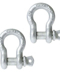 One And A Quarter Inch Galvanized Screw Pin Anchor Shackles Two Pack Built For Tough Jobs With A 12 Ton Working Load Limit Ideal For Lifting Tow Rigging And Recovery, showing two galvanized steel shackles